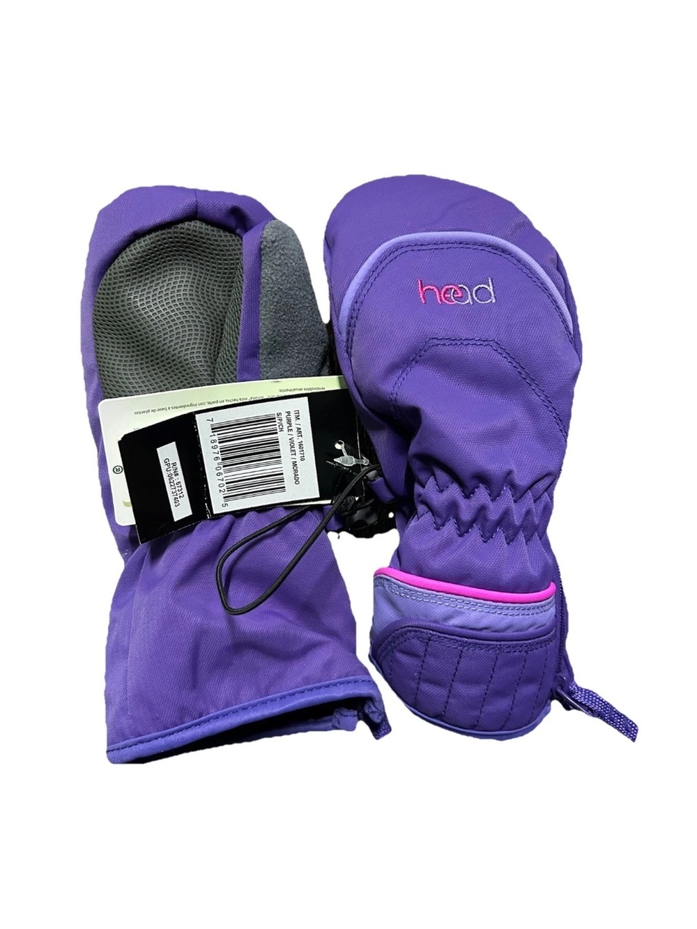 NWT Head Girls Purple Winter Snow Mittens Lined Size Small Hand Grips